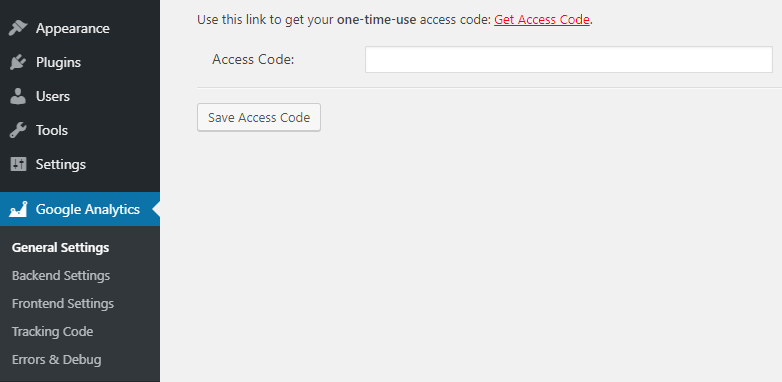 Get Google Analytics access code