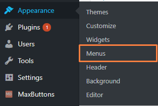 menu in wordpress dashboard