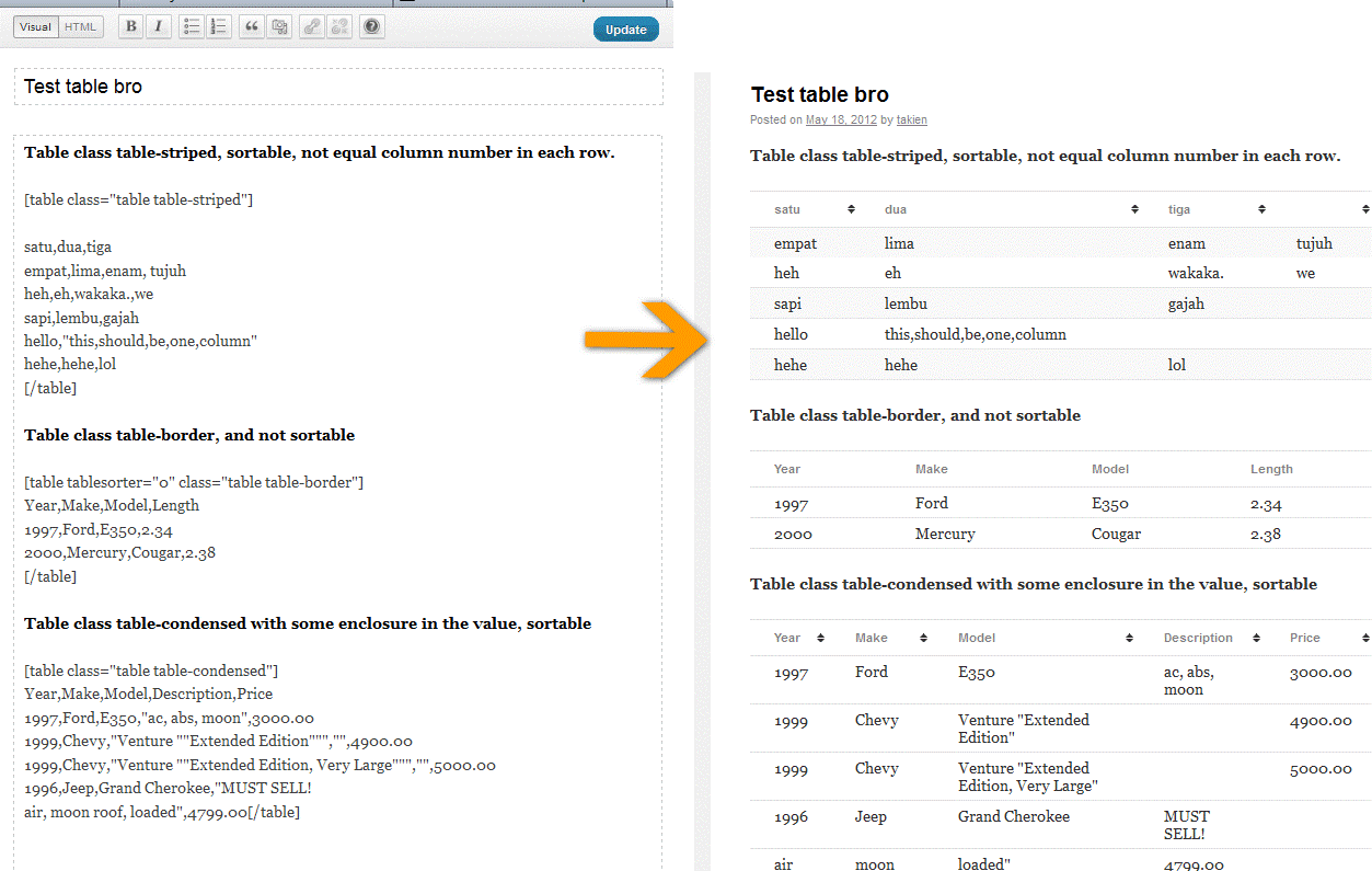 Easy Table - Table plugins wordpress