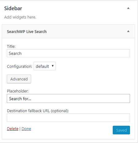 SearchWP live search widget