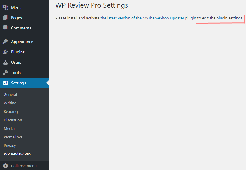 wp review pro settings