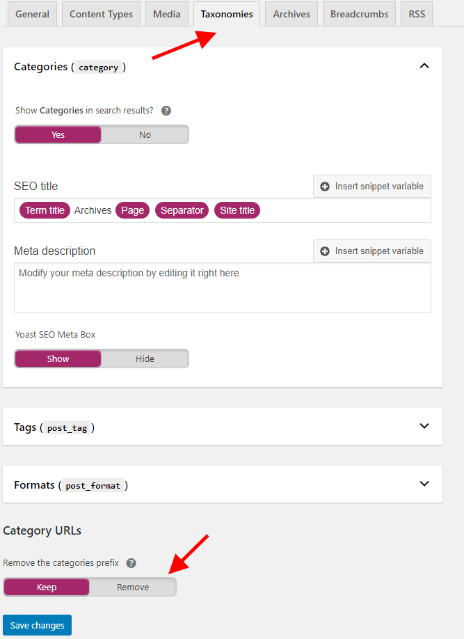 remove category prefix using yoast