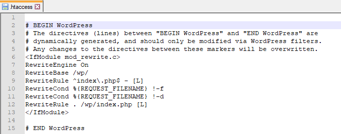 .htaccess file in notepad
