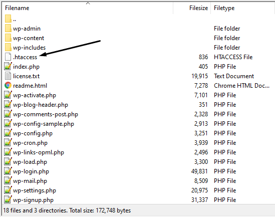 .htaccess in ftp