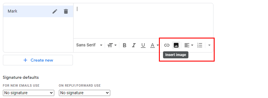 Add image to signature option