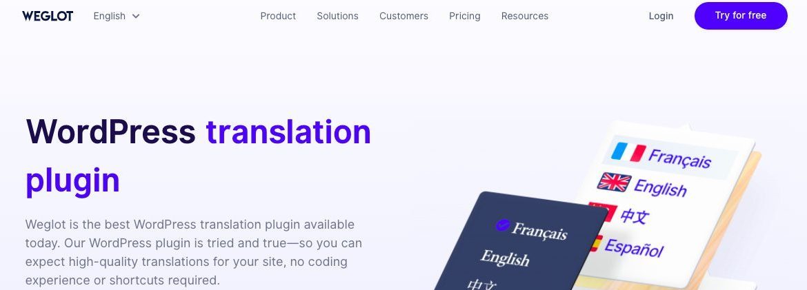 Weglot Translate for WooCommerce landing page